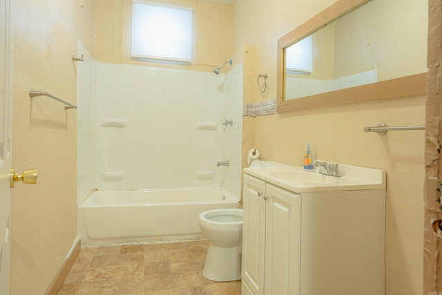 full bathroom featuring vanity, toilet, and tub / shower combination