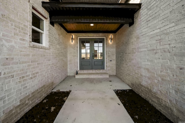 view of exterior entry with french doors