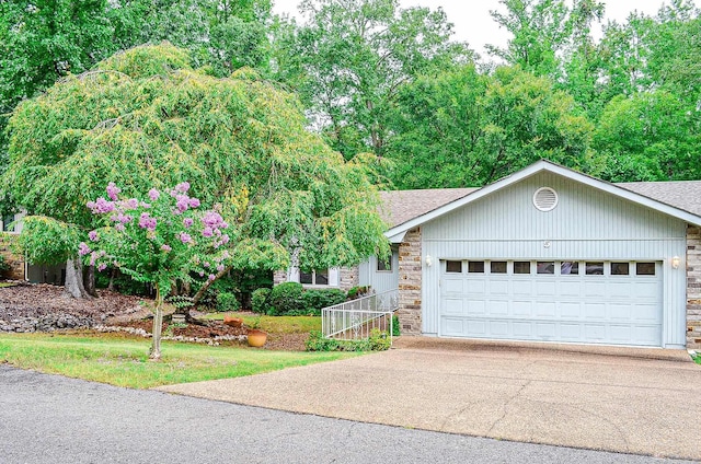 single story home with a garage