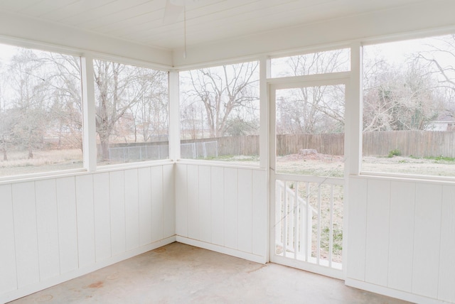 view of unfurnished sunroom