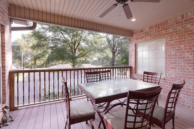 deck featuring ceiling fan