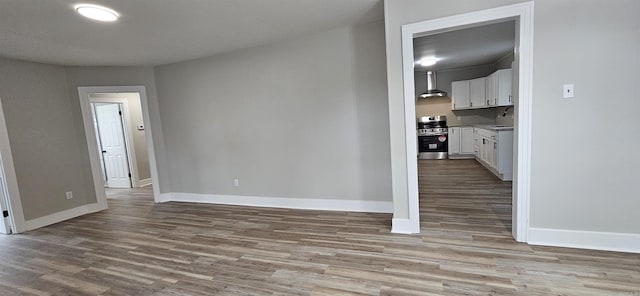 unfurnished room with light wood-type flooring and sink