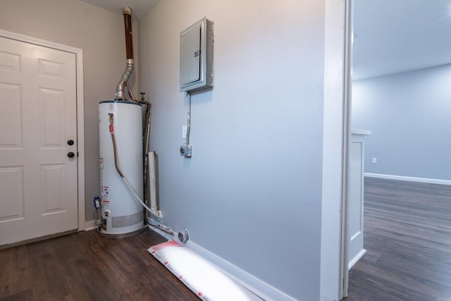 utility room with electric panel and water heater