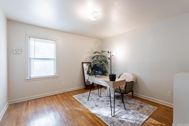 office space with hardwood / wood-style floors