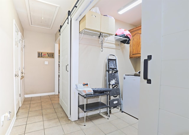 interior space featuring light tile patterned flooring