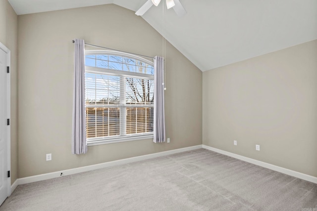 interior space featuring ceiling fan and vaulted ceiling