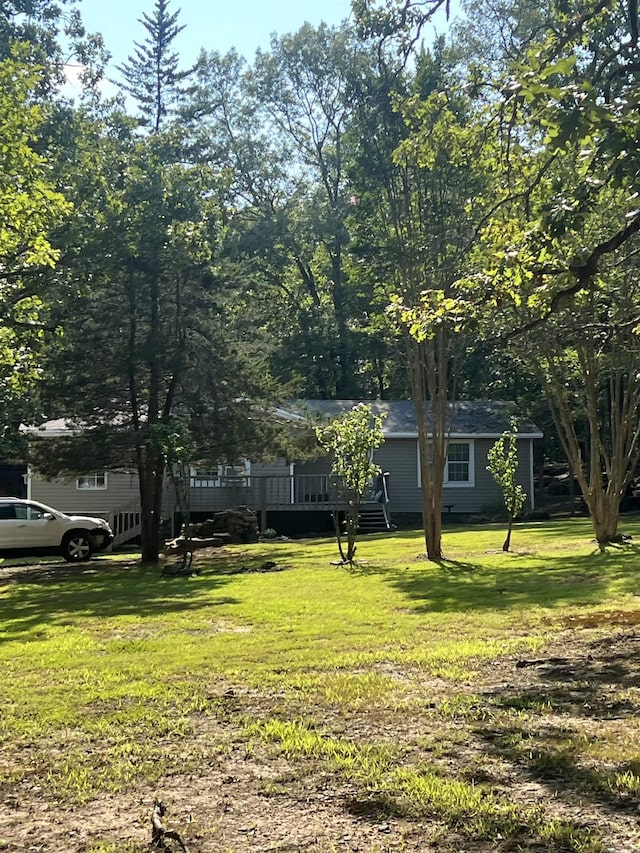 view of yard featuring a deck