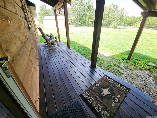 deck with a yard