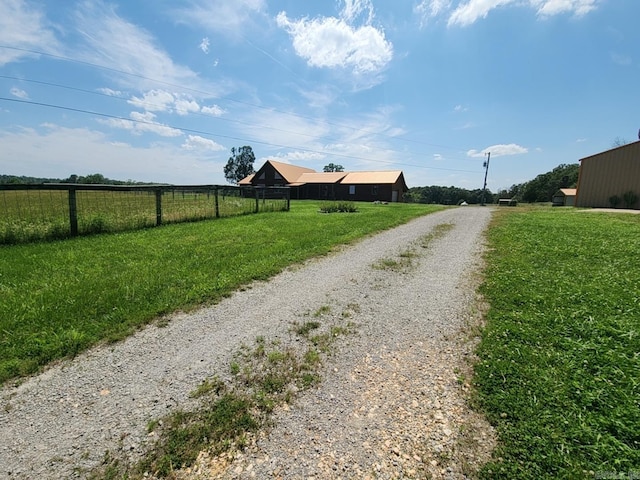 view of road with a rural view