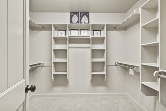 walk in closet with carpet