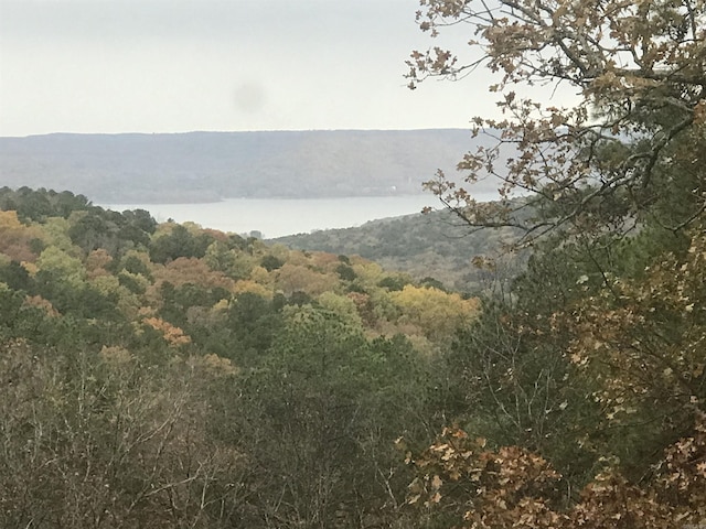 view of mountain feature featuring a water view