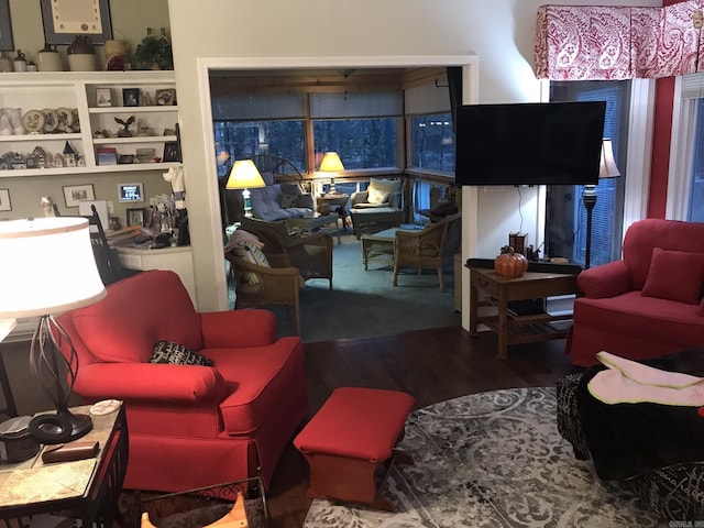 living room with wood-type flooring