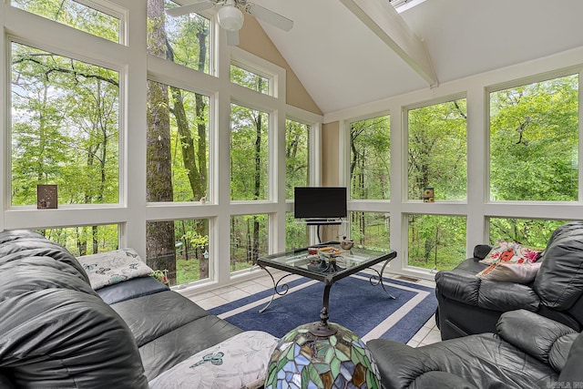 sunroom / solarium with lofted ceiling