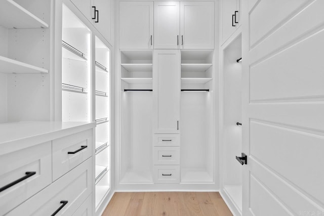 walk in closet featuring light hardwood / wood-style floors