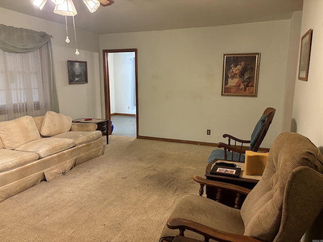 living room featuring carpet