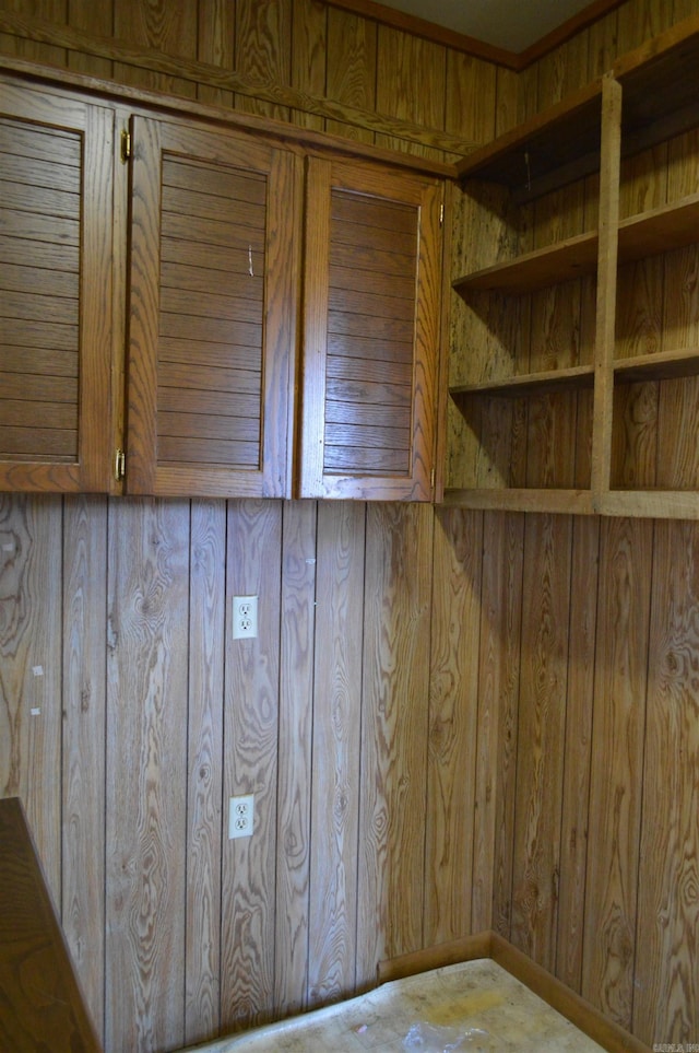 interior space with wooden walls