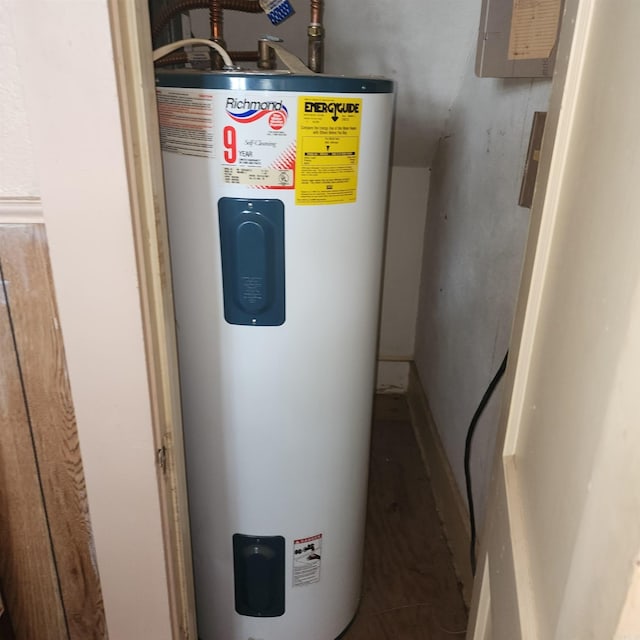 utility room featuring water heater