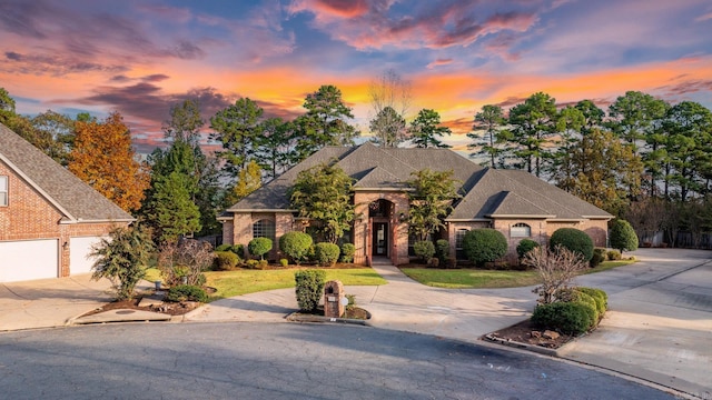 view of front of house with a garage