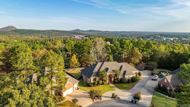 bird's eye view with a mountain view