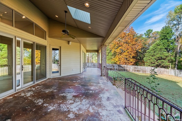 view of patio featuring ceiling fan