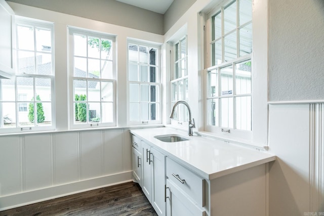 interior space featuring hardwood / wood-style floors and vanity