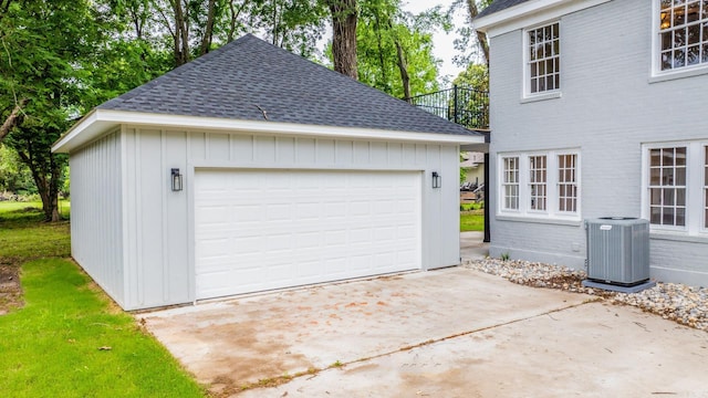 garage featuring central air condition unit