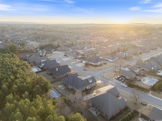 view of aerial view at dusk