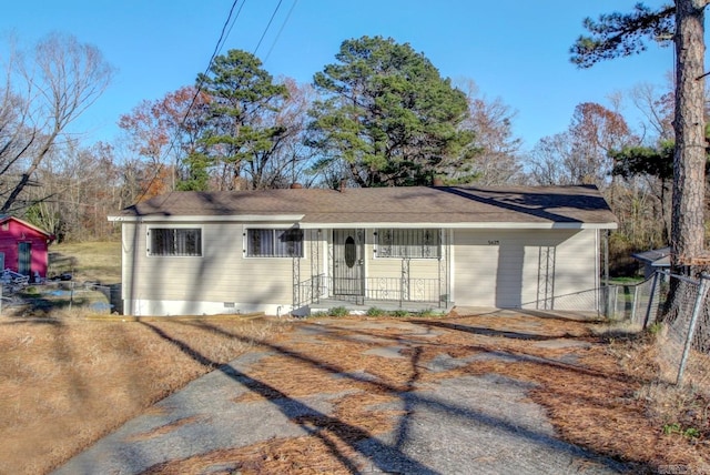 ranch-style house with covered porch