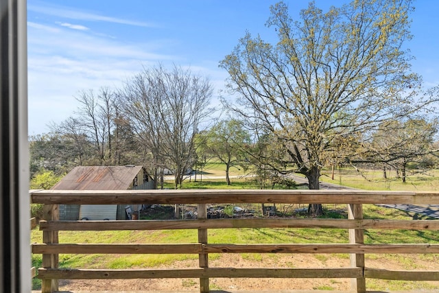 exterior space featuring a rural view