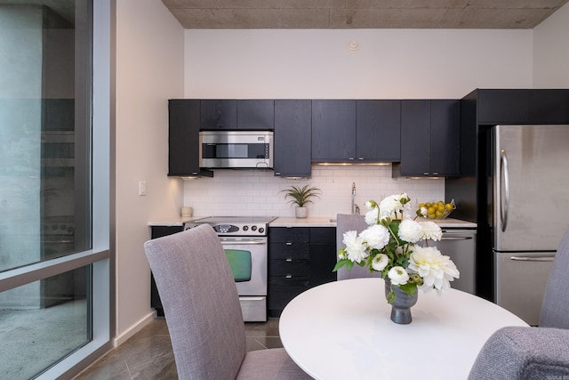 kitchen featuring backsplash and appliances with stainless steel finishes