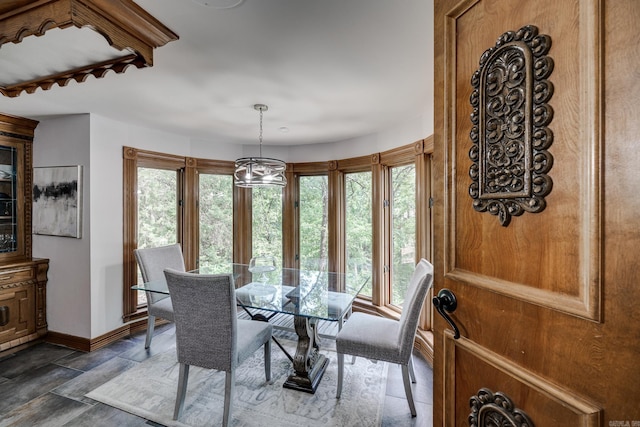 dining room with an inviting chandelier