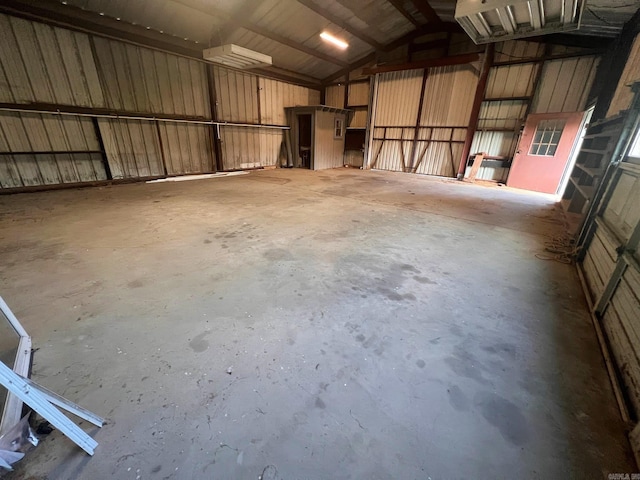 garage with wooden walls