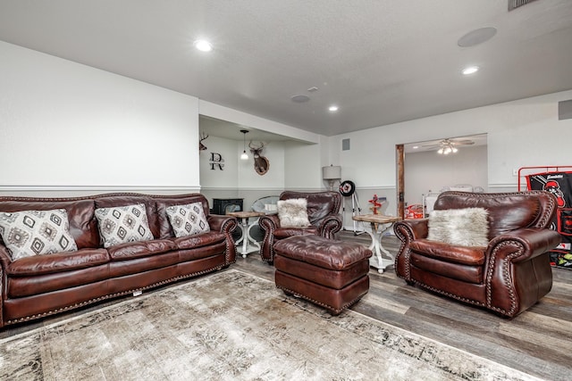 living room with hardwood / wood-style flooring