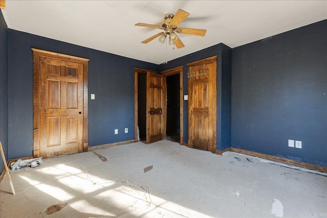 unfurnished bedroom with ceiling fan