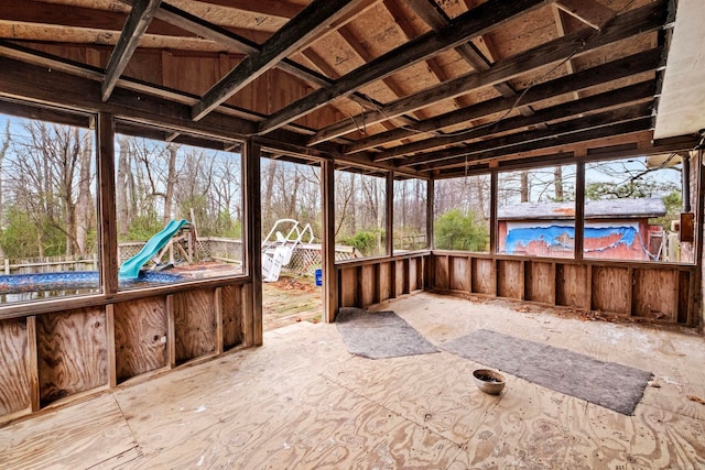 view of unfurnished sunroom