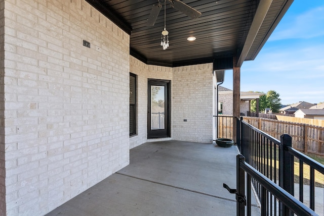 balcony with ceiling fan