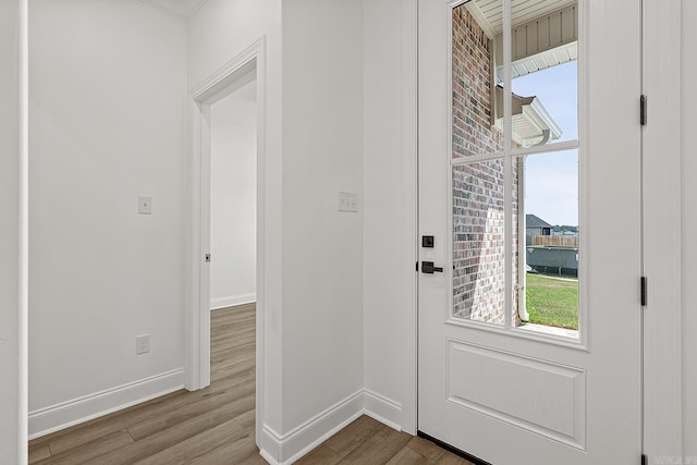 doorway featuring light hardwood / wood-style flooring