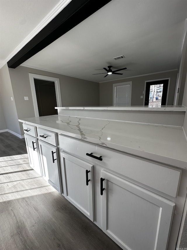 bathroom featuring hardwood / wood-style flooring and ceiling fan