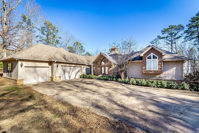 view of front of property with a garage