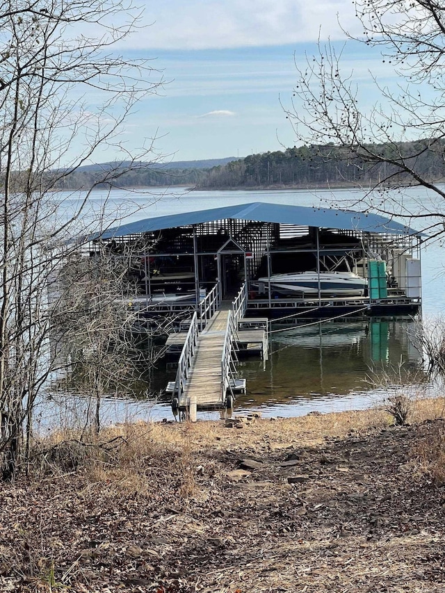 dock area featuring a water view