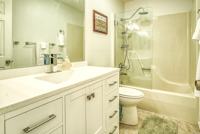 full bathroom featuring vanity, toilet, and shower / bathtub combination