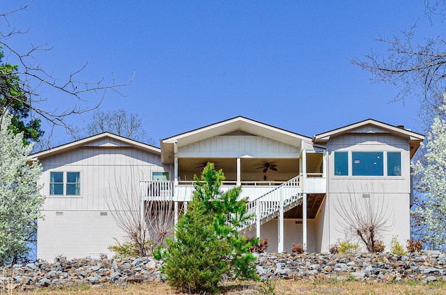 exterior space featuring ceiling fan and covered porch