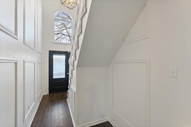 foyer featuring dark wood-type flooring and a healthy amount of sunlight