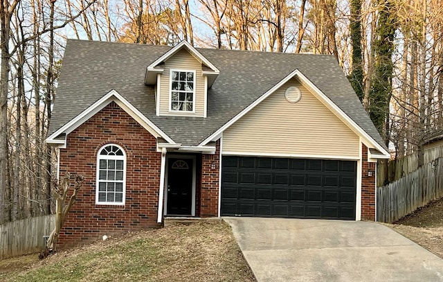 view of front of house with a garage