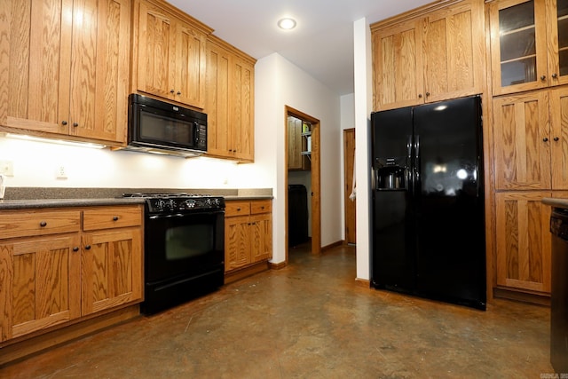 kitchen with black appliances