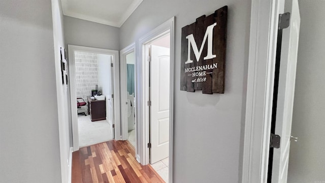 corridor featuring light hardwood / wood-style flooring