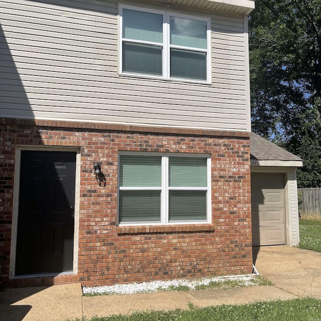 exterior space featuring a garage