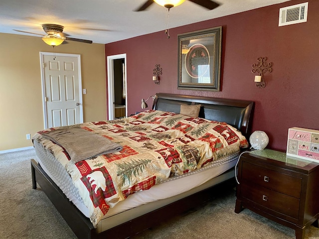 bedroom with carpet and ceiling fan