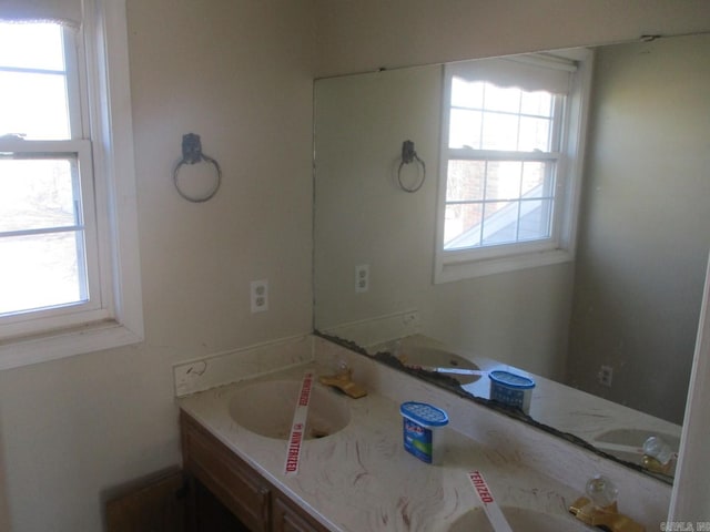 bathroom featuring a wealth of natural light and vanity