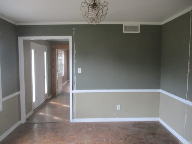 25 Fairview Dr, Mcgehee, AR 71654 - unfurnished dining area featuring ornamental molding and a chandelier